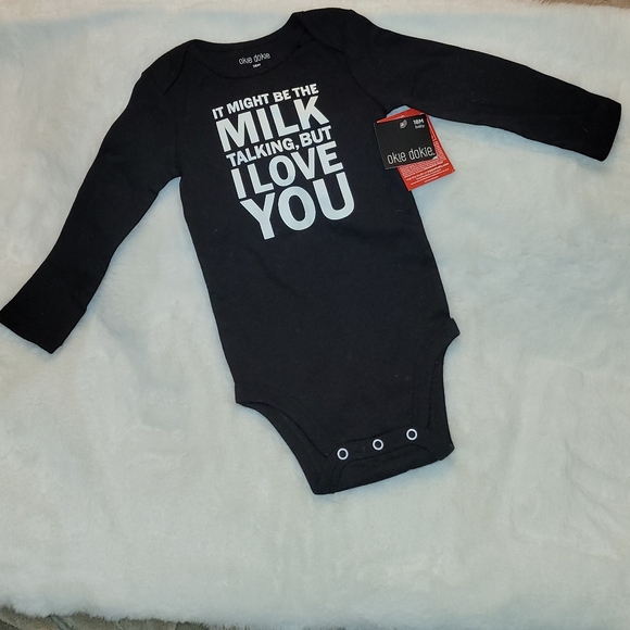 Okie Dokie Infant Black Graphic Onesie Bodysuit "It Might Be The Milk" 18 mo New - Picture 1 of 10